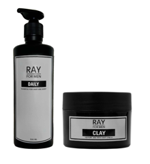 RAY FOR MEN - Daily Hair & Body shampoo 500 ml + RAY FOR MEN - Clay 100 ml