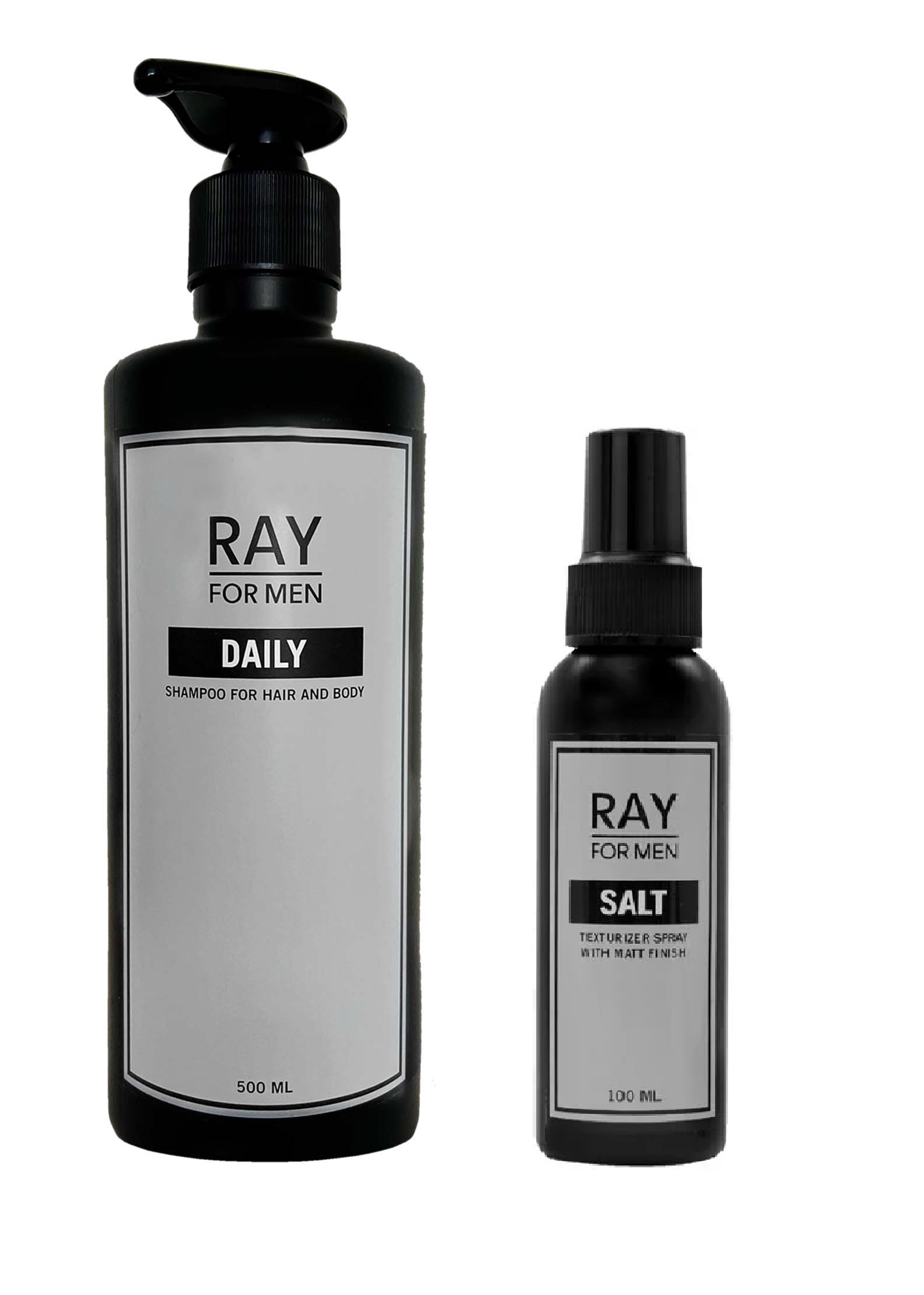 RAY FOR MEN - Daglig Hår og Krop Shampoo 500 ml + RAY FOR MEN - Salt Spray 100 ml