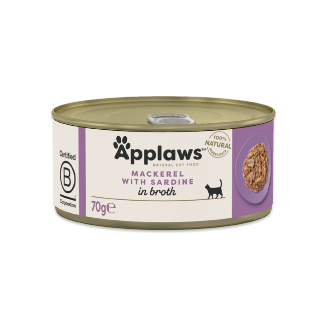 Applaws - 24 x Wet Cat Food 70 g - Makrel & Sardin