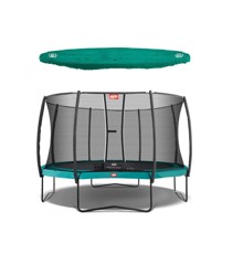 BERG - Champion 380 cm Trampolin + Deluxe Sikkerhedsnet - Grøn + Trampolin Overtræk
