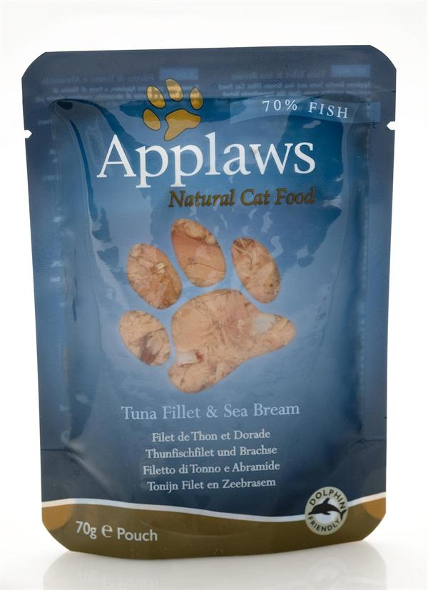 Applaws - 12 x Wet Cat Food 70 g pouch - Tuna&Sea Bream - Kjæledyr og utstyr