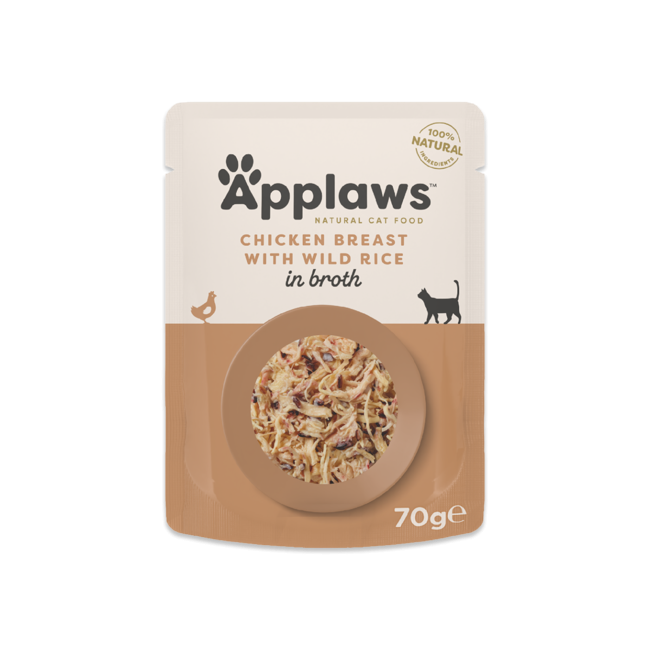 Applaws - 12 x Wet Cat Food 70 g pouch - Chicken & Wild Rice