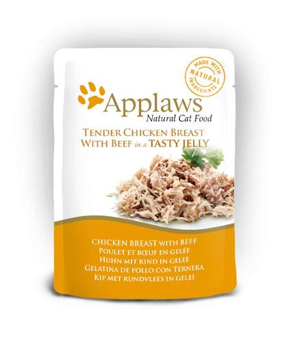 Applaws - 16 x Wet Cat Food 70 g Jelly pouch - Chicken&beef - Kjæledyr og utstyr