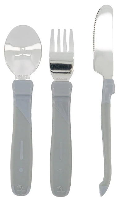 Twistshake - Learn Cutlery Stainless Steel 12+m Pastel Grey