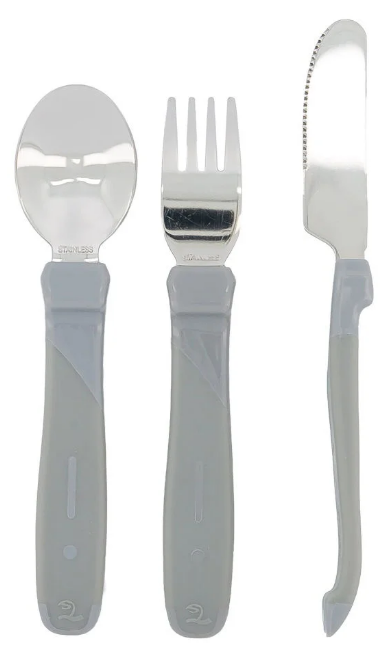 Twistshake - Learn Cutlery Stainless Steel 12+m Pastel Grey