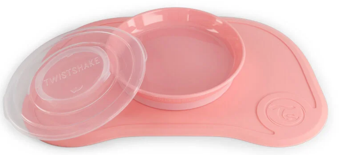 Twistshake - Click Mat + Plate 6+m Pastel Pink - Baby og barn