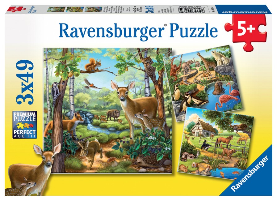 Ravensburger - Forest/Zoo/Dom.Animals - 3x49p - 09265