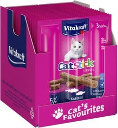 Vitakraft - Cat treats - 20 x Cat Stick® with cod and coalfish x 3 sticks - 18g (bundle)