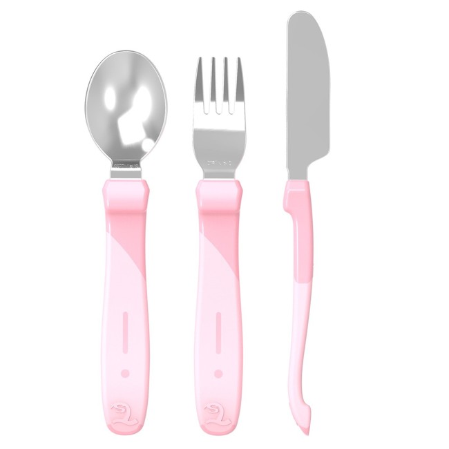 Twistshake - Learn Cutlery Stainless Steel 12+m Pastel Pink