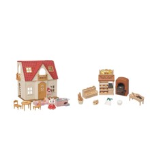 Sylvanian Families - New Red Roof Cosy Cottage Starter Home & Bakery Shop Starter Set