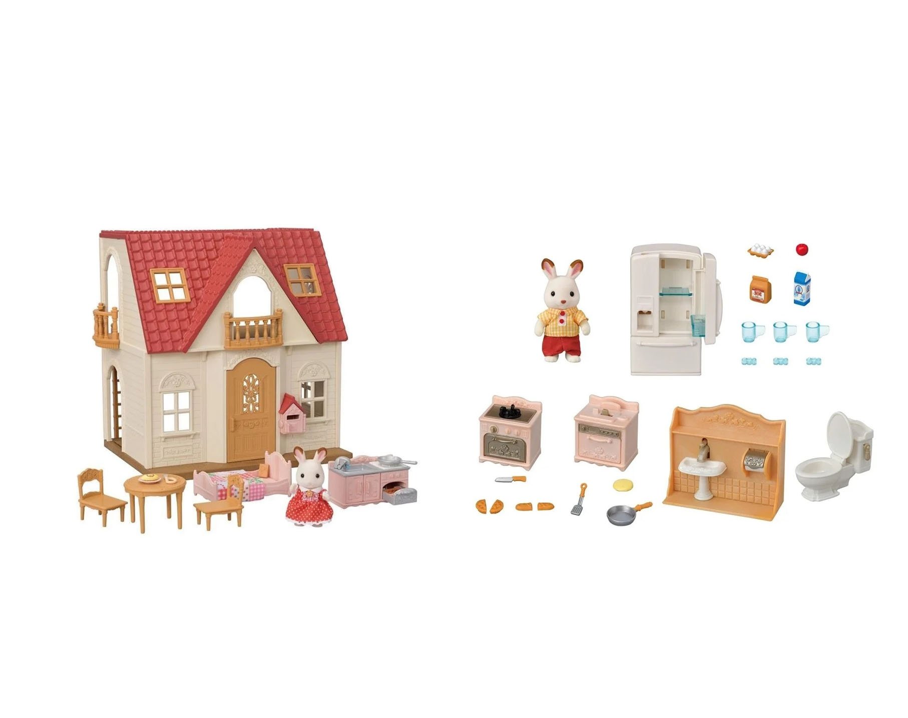 Sylvanian Families - New Red Roof Cosy Cottage Starter Home&Playful Starter Furniture Set - Leker