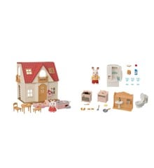 Sylvanian Families - New Red Roof Cosy Cottage Starter Home & Playful Starter Furniture Set