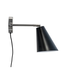 Dyberg Larsen - Oswald sort / børstet stål væglampe