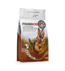 Faunakram - 12 kg. Voksen hundefoder Korn fri kylling og fisk  28-13