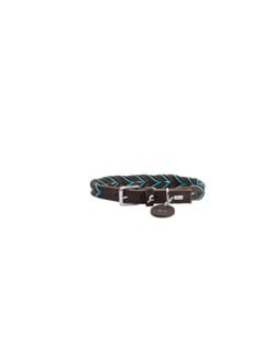 Hunter - Dogcollar Solid Education Cord S (40), dark brown/turquoise - (69320)