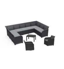 Keter - Rosalie 9 seater corner Sofa Lounge Set - Graphite/Cool Grey - Bundle