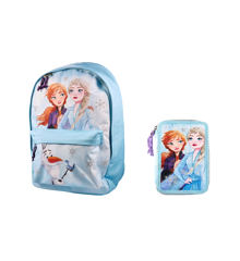 Kids Licensing - Frozen 2 - Backpack + Filled Double Decker Pencil Case - Blue