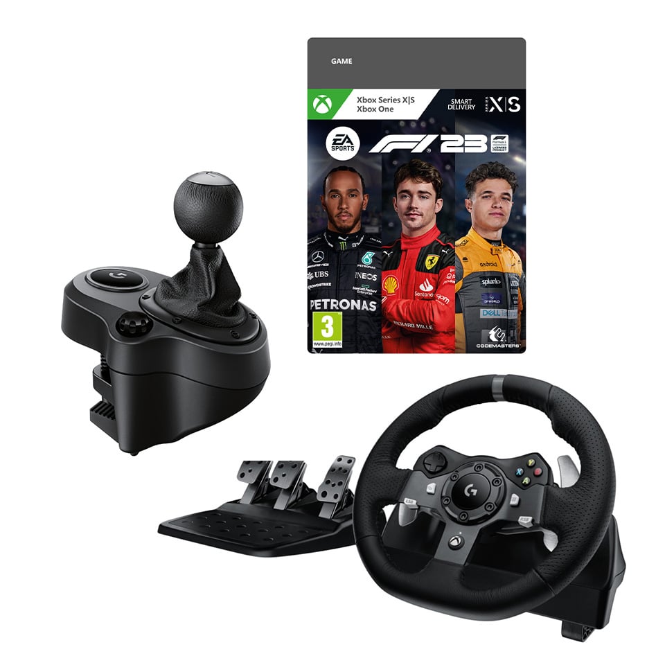 Logitech - G920 Driving Force Racing Wheel For PC&XB1 + Driving Force Shifter For G923, G29&G920 with F1® 23 For Xbox - Videospill og konsoller