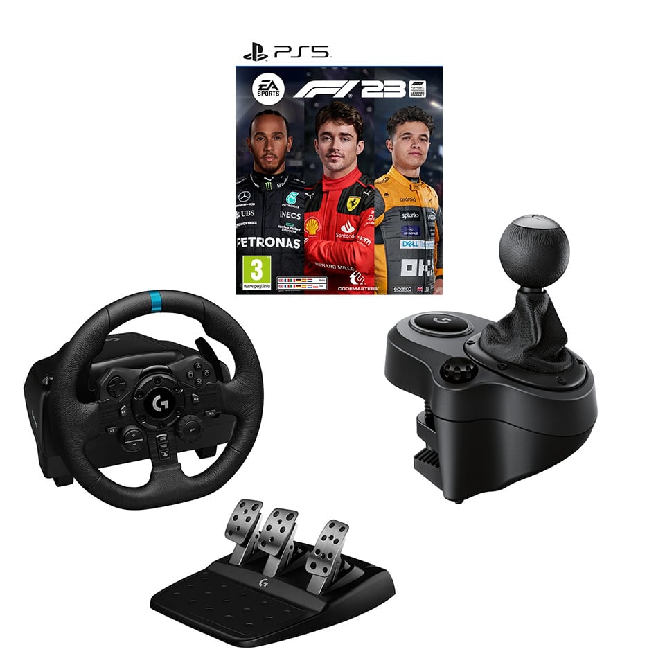 Logitech - G923 Racing Wheel and Pedals for PS5, PS4 and PC - USB + Driving Force Shifter For G923, G29 & G920 with F1 23 For PS5