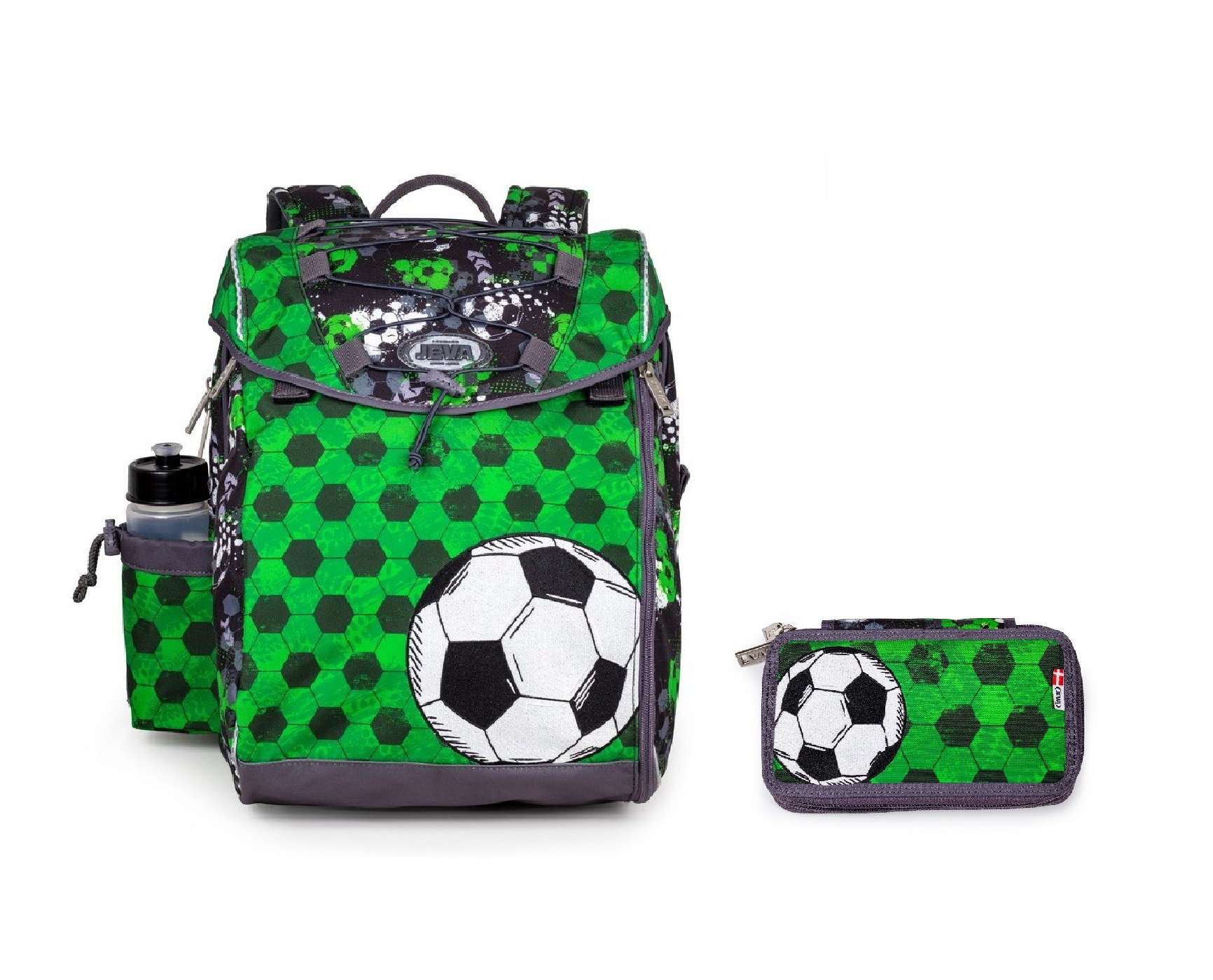 JEVA - Schoolbag (21 + 11 L)&Pencil Case TwoZip - Intermediate - All Ball - Leker