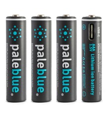 Pale Blue - Li-Ion Rechargeable AAA Battery - 4 Pack & 4x1 Charging Cable