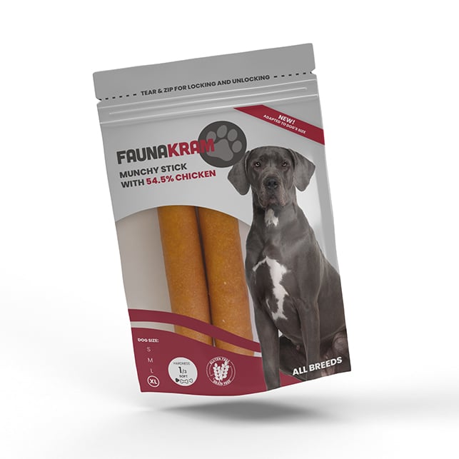 Køb Faunakram - Munchy Stick "XL" 54,5% Chicken-mud 400 G