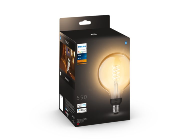 Philips Hue - E27 Filament G125 Globe - Varm hvit