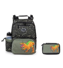 JEVA - Start-Up Schoolbag (13+13 L) & Pencil Case TwoZip - Camou Dino