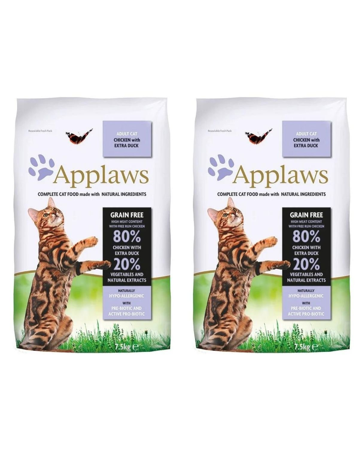 Applaws - 2 x Kattefoder - Kylling & And - 7,5 kg