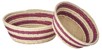 Rice - Raffia Round Bread Baskets with Aubergine Stripes - Set of 2 thumbnail-1