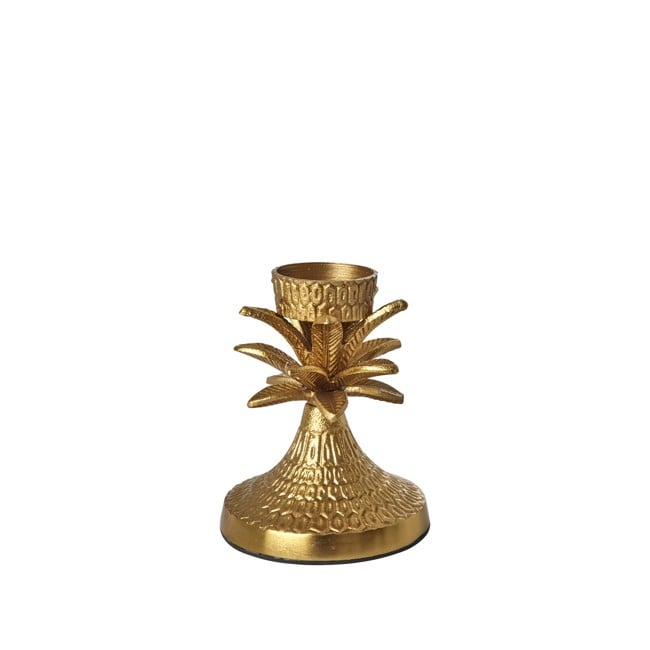 Rice - Golden Palm Tree Shaped Metal Candle Holder Small