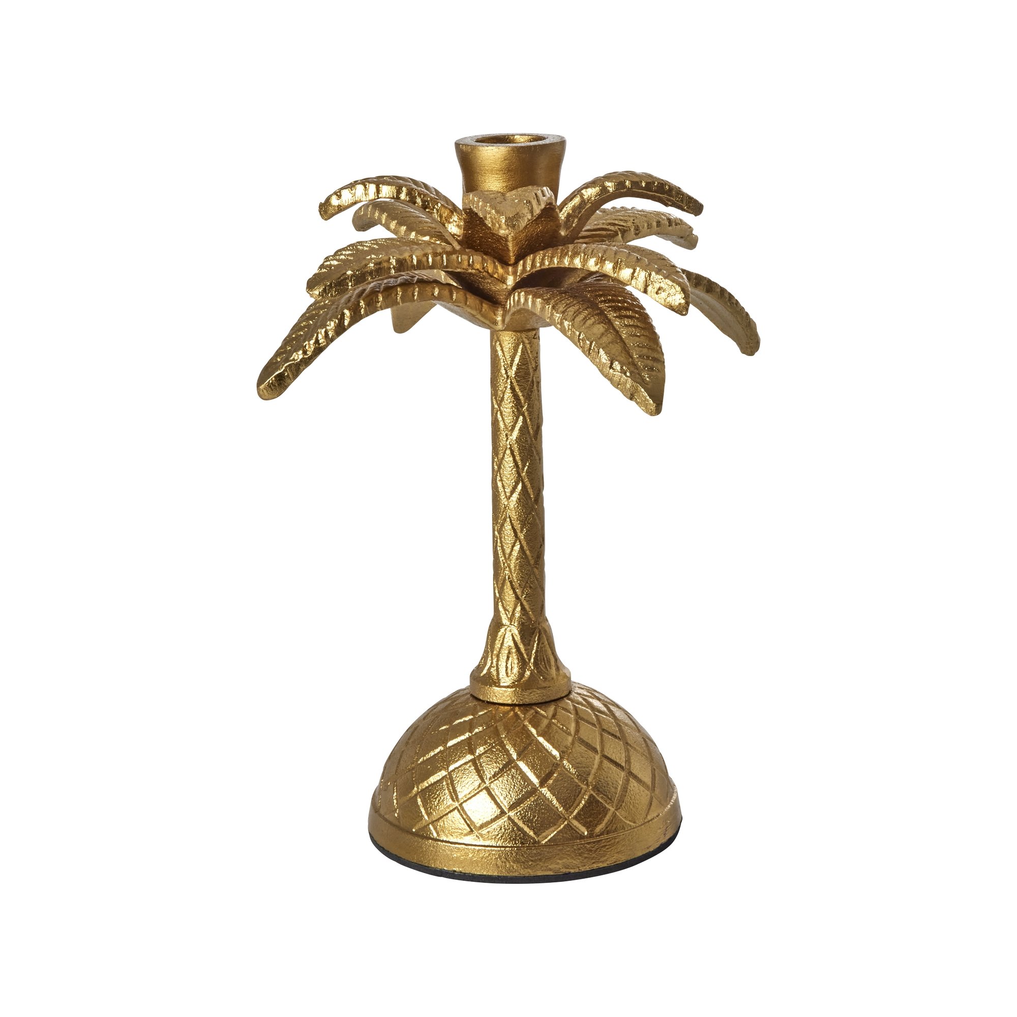 Rice - Golden Palm Tree Shaped Metal Candle Holder Large