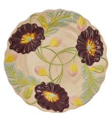 Rice - Ceramic Dinner Plate with Embossed Flower Design Soft Sand