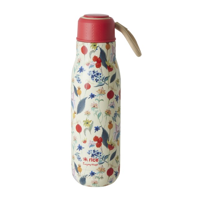 Rice - Stainless Steel Thermo Drinking Bottle 500 ml Winter Rosebuds Print
