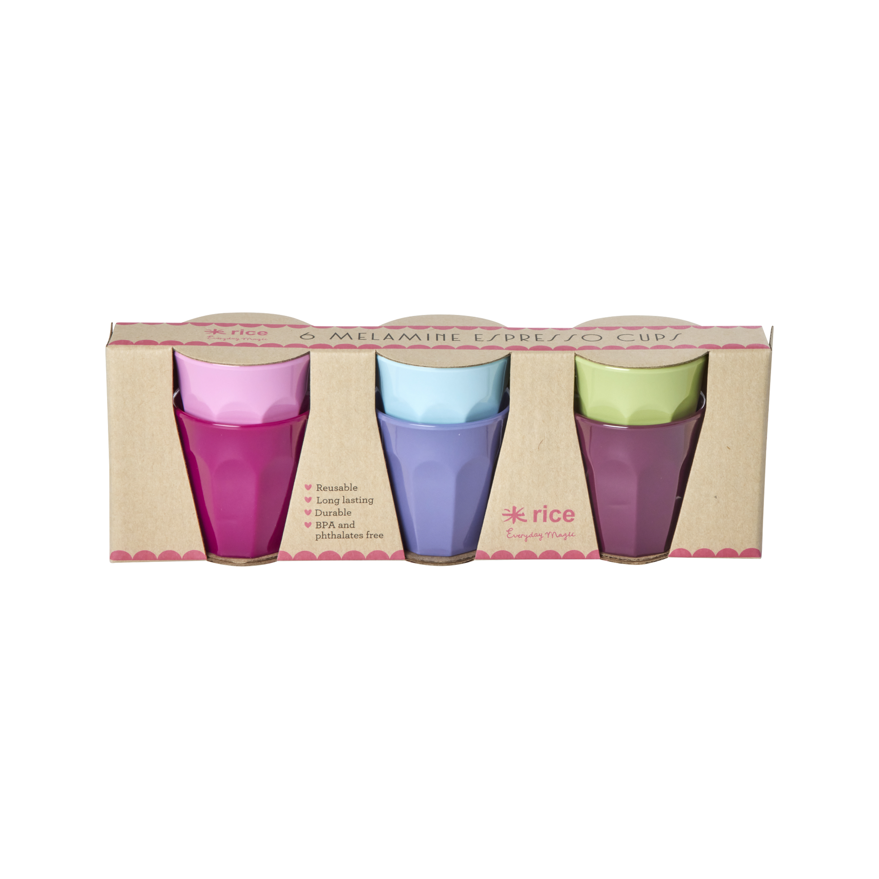 Rice - 6 Melamine Espresso Cups Multicolor - Hjemme og kjøkken