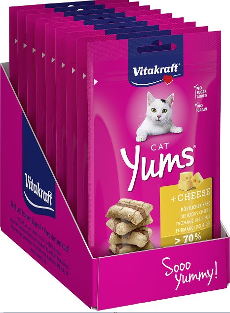 Vitakraft - Cat Treats - 9 x Cat Yums with cheese 40g (bundle) - Kjæledyr og utstyr