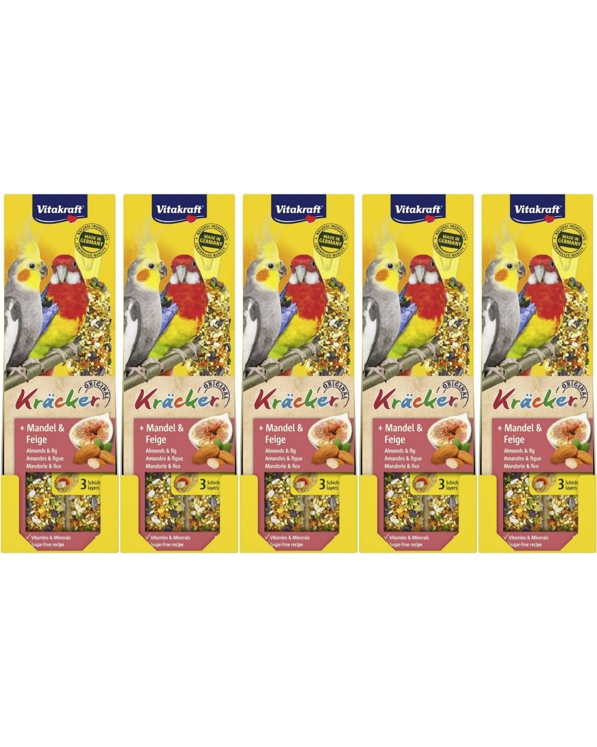 Vitakraft - Bird treats - 5 x Kräcker almond and fig, for parakeets (bundle) - Kjæledyr og utstyr