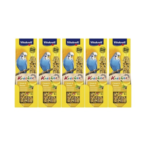 Vitakraft - Bird treats - 5 x Kräcker® banana and sesame, for budgies (bundle)