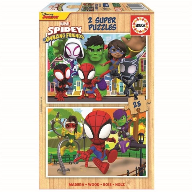 Educa - 2x25 Spidey & His Amazing Friends Wood Puzzles (80-19289)