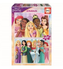 Educa - 2x100 Disney Princess 2 Puzzles Wood (80-19298)