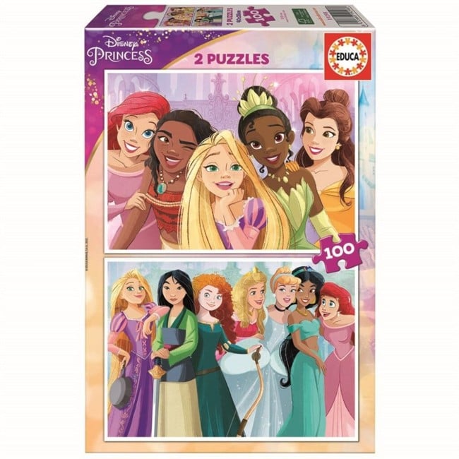 Educa - 2x100 Disney Princess 2 Puzzles Wood (80-19298)