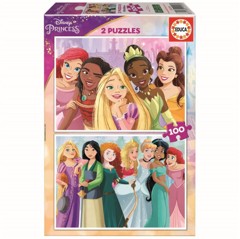 Educa - 2x100 Disney Princess 2 Puzzles Wood (80-19298)