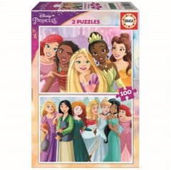 Educa - 2x100 Disney Prinsesser 2 Puslespil Træ