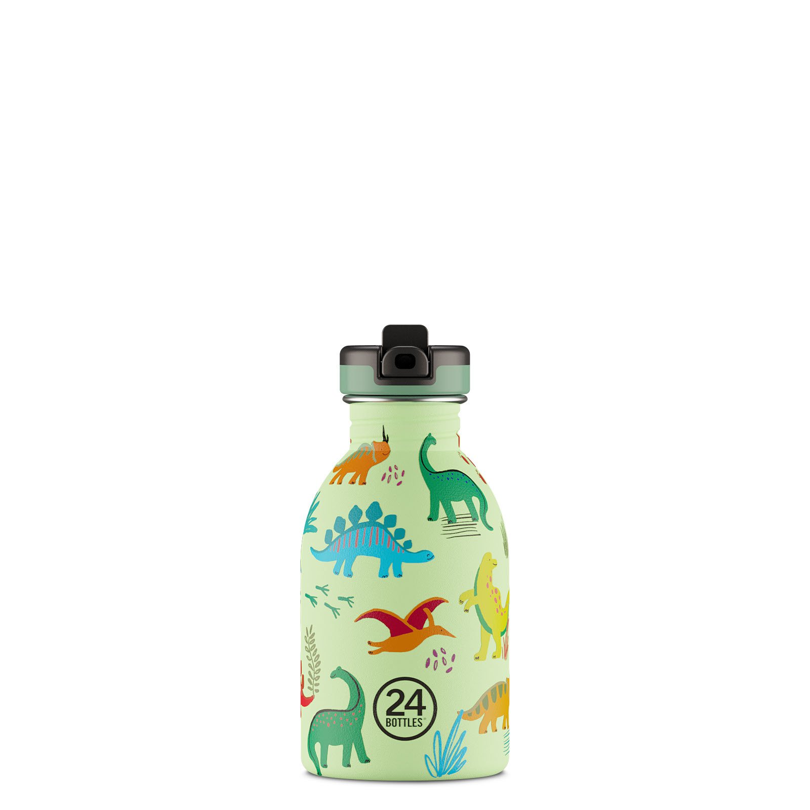 24 Bottles - Kids Collection - Urban flaske 250 ml w. Sports låg - Jurassic Friends