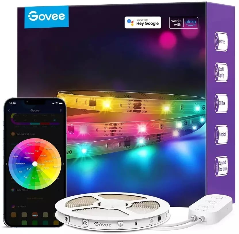 Govee - RGBIC Basic Wi-Fi + Bluetooth LED Strip Lights (5 Meter) - Elektronikk