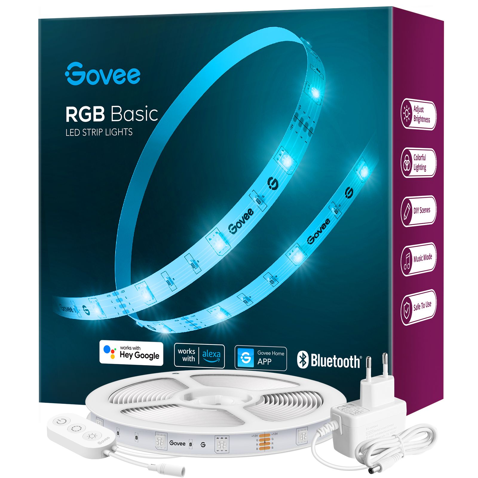 Govee - RGB Smart Wi-Fi + Bluetooth LED Strip Lights (5m) - Elektronikk
