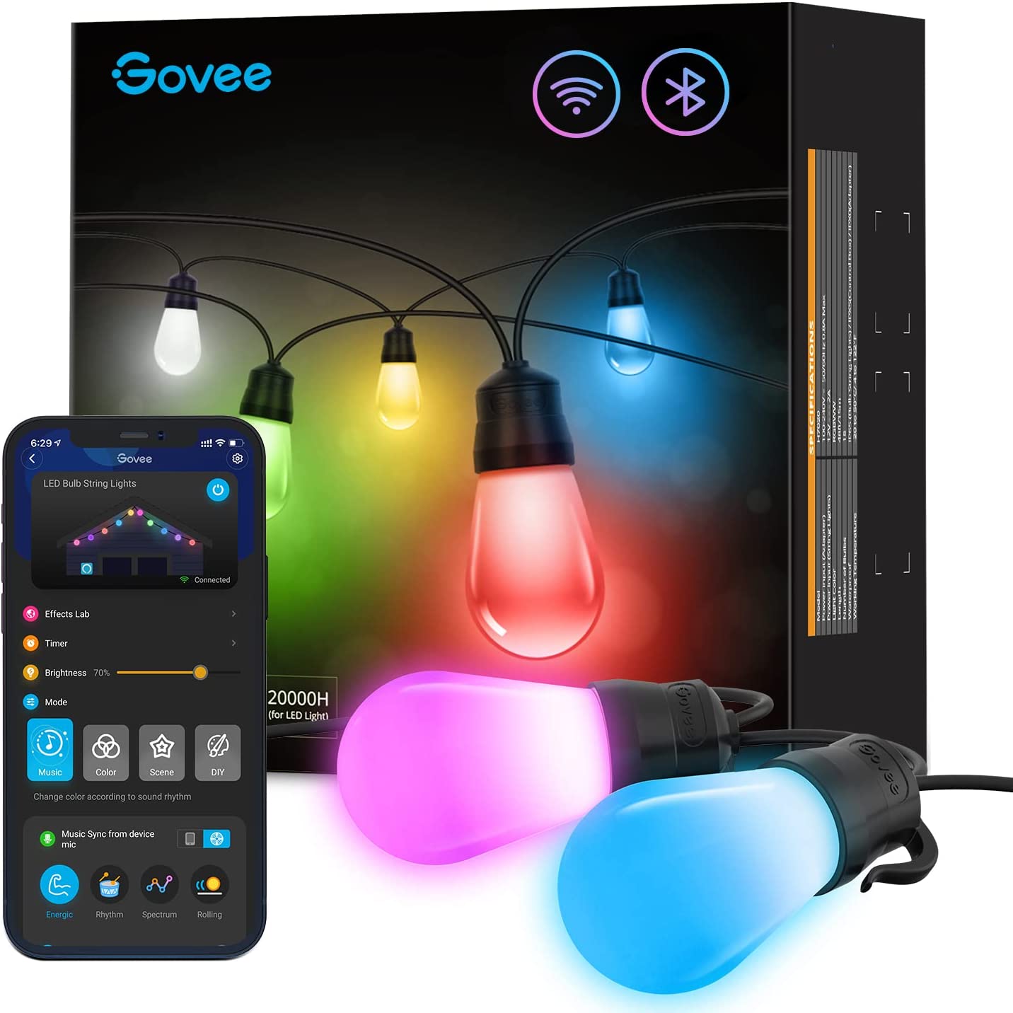 Buy Govee - RGBW 14m Bluetooth & Wi-Fi Outdoor String Lights - Free shipping