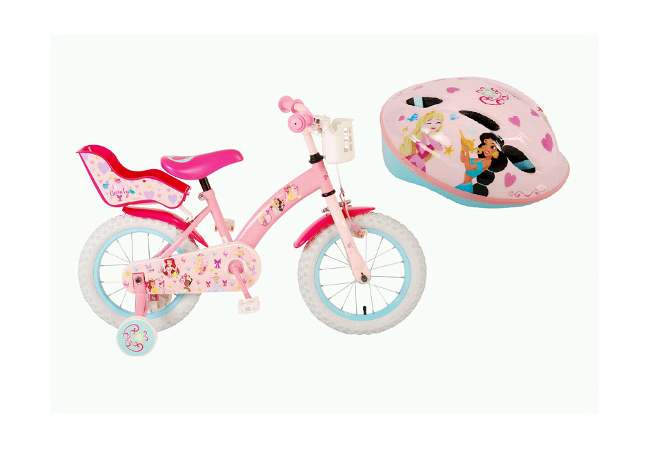 Volare - Børnecykel 16" - Disney Prinsesser + Cykelhjelm 52-56 cm