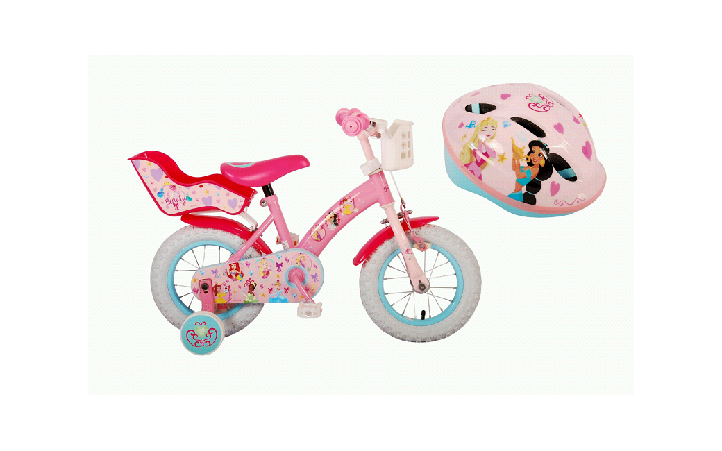 Volare - Børnecykel 12''  - Disney Prinsesser + Cykelhjelm 52-56 cm