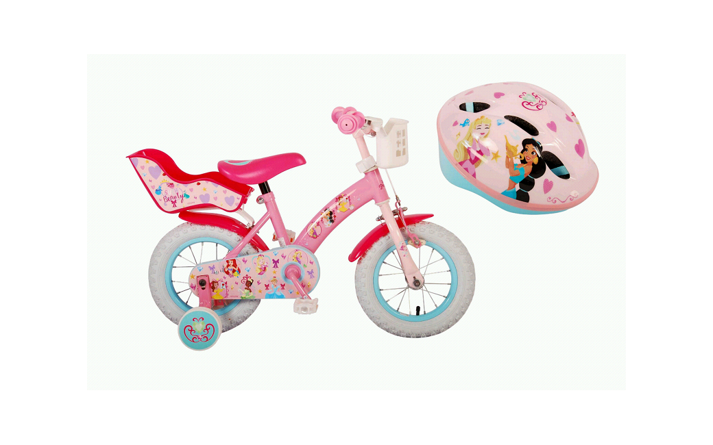 Volare - Kinderfahrrad 12" - Princess (21209-CH) + Fahrradhelm 52-56 cm - Princess (1027)